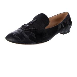 Louis Vuitton Black Suede & Leather Embellished Loafers